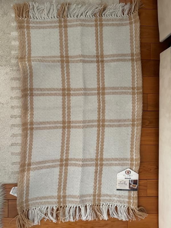 My Texas House Tan Check Fringe Indoor/Outdoor Layering Rug, 38