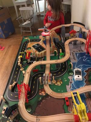 kidkraft metropolis train set & table with 100 accessories included