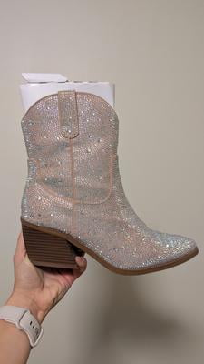 Boots | Statement Silver Diamanté Sparkle Cowboy Boots | Joe Browns