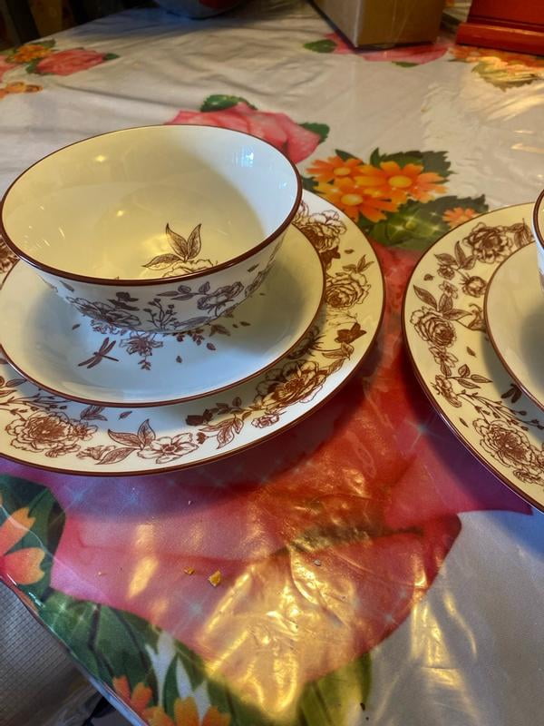 Stone Lain Esme 16-Piece Dinnerware Set – Porcelain Plates & Bowls For 4, Microwave & Dishwasher Safe - View #4