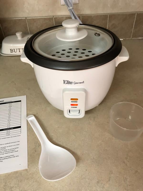 Elite Gourmet ERC-003ST 6-Cup Rice Cooker with Steam Tray