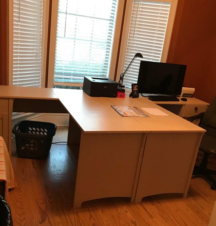 Bush Furniture Salinas L Shaped Desk With Storage In Antique White