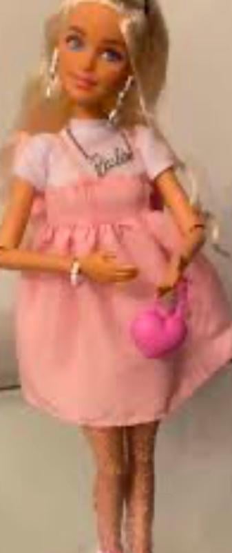 Barbie Deluxe Style Doll #3 In Barbiecore Outfit, Blond Hair In Top Knot, Pink Pastel Dress With Oversized Bow And Accessories Like Mesh Tights, Hobbies & Toys, Toys & Games On