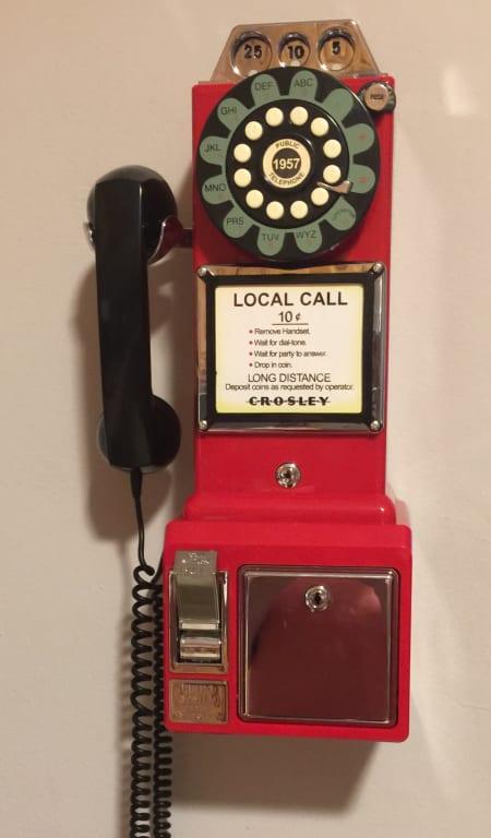 Crosley 1950's CR56-BK Old Fashioned Rotary Style Push Button Payphone Black