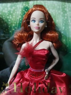 holiday barbie red dress Signature 2026 Barbie Doll with Hair As the year comes to a close Holiday Barbie in Traditional Red/white