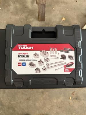 Hyper Tough 107 Piece 1/4, 3/8, 1/2 inch Drive Socket Set for