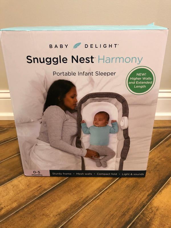 Baby Delight Snuggle Nest Infant Portable Lounger Bassinet, Skies