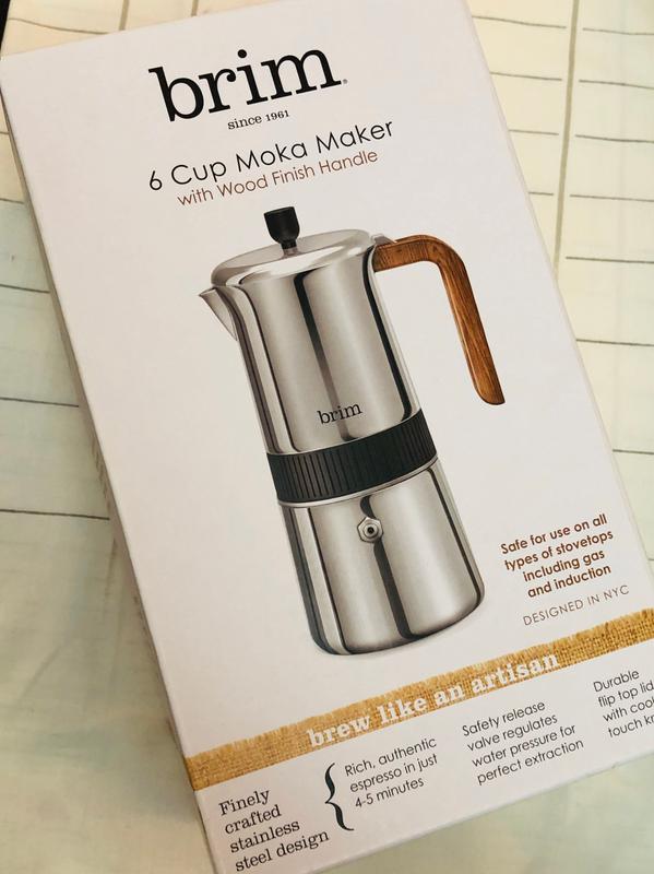 Brim 6 Cup Moka Maker with Wood Finish 