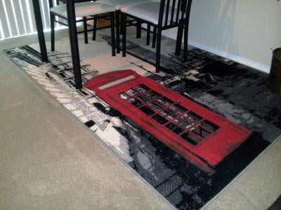 Terra London Rectangle Area Rug Black White Red