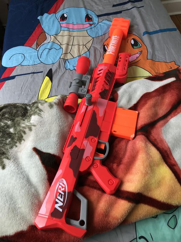 Nerf Fortnite Heavy SR Dart Blaster with Scope, 6 Mega Darts