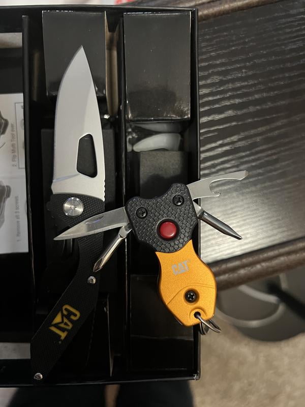 CAT 2-Piece Multi-Tool Gift Set - 11-in-1 Folding Tool & 15-Function Keychain Tool (with Pouch)