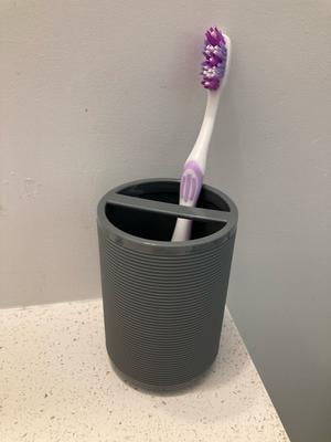 Mainstays Toothbrush Holder Black Plastic 2 Openings Soft Touch