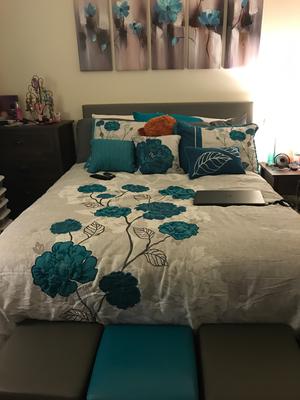 King Size Better Homes And Gardens 7 Piece Blooming Teal Roses