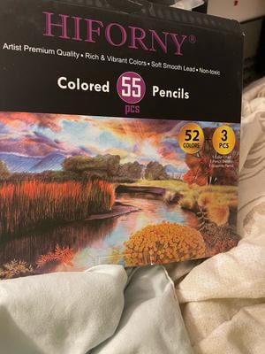 HIFORNY 55 Pack Colored Pencils Set, 52 Colors, Art and Sketching