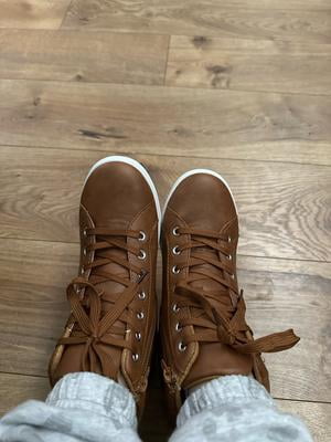 Instant Lace up Wedge Sneakers in Tan - Walmart.com