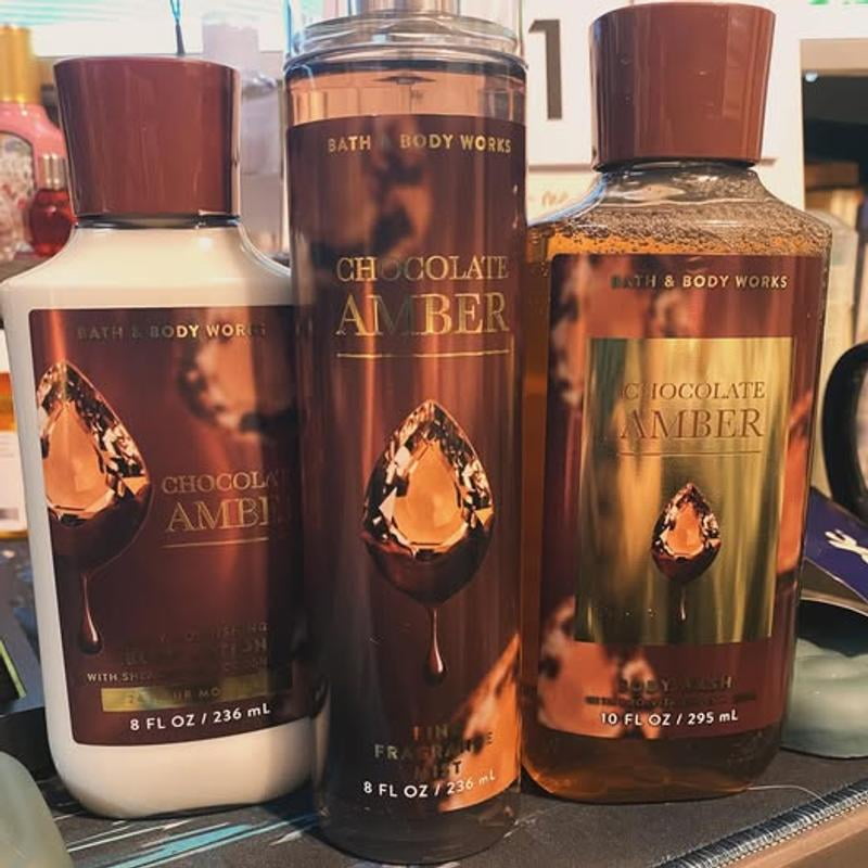 Chocolate Amber Gift Set By Bath Body Works Full Size