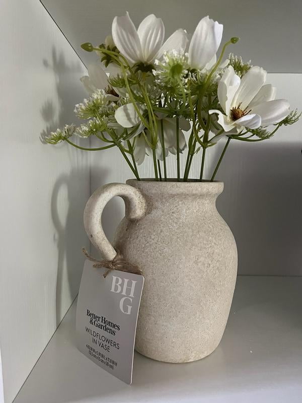 Homes & Garden 11H Artificial Wild Flower - Ceramic Jug Vase