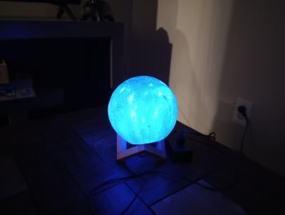 Urban Shop 3D Print Color Changing Moon Lamp with Wood Stand