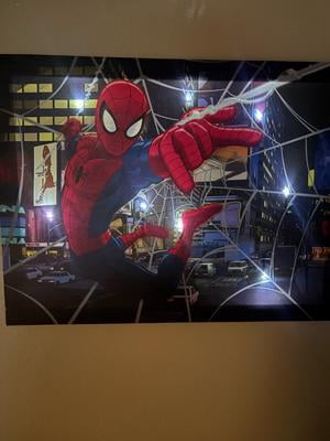 Marvel Spiderman LED Light Up Canvas Art - Comic Book Action