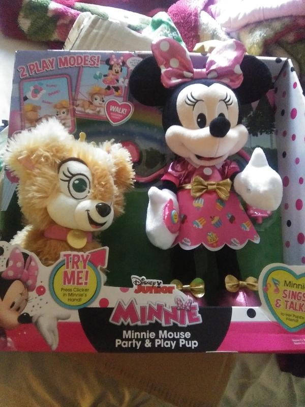 minnie walk & play puppy feature plush