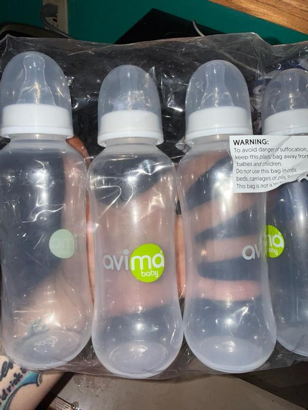 Avima Baby 4 Oz Anti Colic Baby Bottles For Breastfed Babies - Slow Flow Nipples, Wide Neck, BPA Free - Set Of 6 For Newborn 0-3 Months