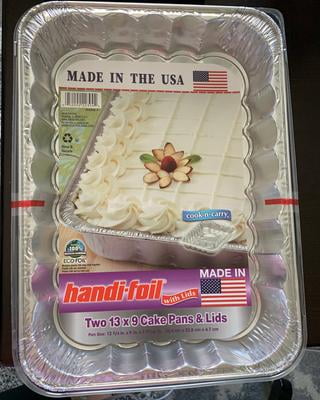 Handi-foil 13 x 9 Oblong Aluminum Foil Disposable Cake Pan with Clear Dome Lids - HFA Ref #394-wdl (Pack of 12 Sets)