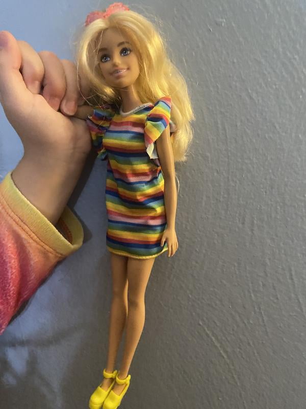 slim fit dress slacks Barbie Fashionistas Doll with Blue Hair & Rainbow Top #218  Maziply Toys