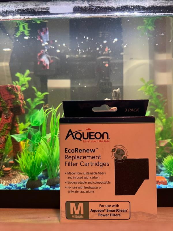 Aqueon EcoRenew Aquarium Filter Cartridges - Small, 3 Pack, Plant-Based, NoDrip Design