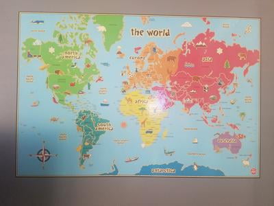 WallPops 24-in by 36-in Kids World Dry Erase Map Wall Decal