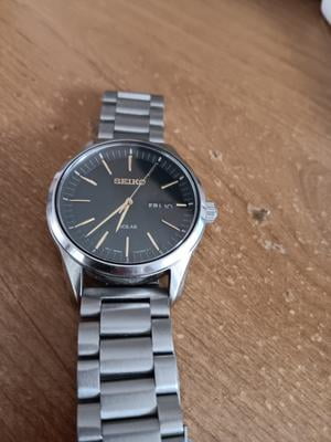 Seiko SNE529 Solar Watch, Stainless Steel, Brown Leather Strap