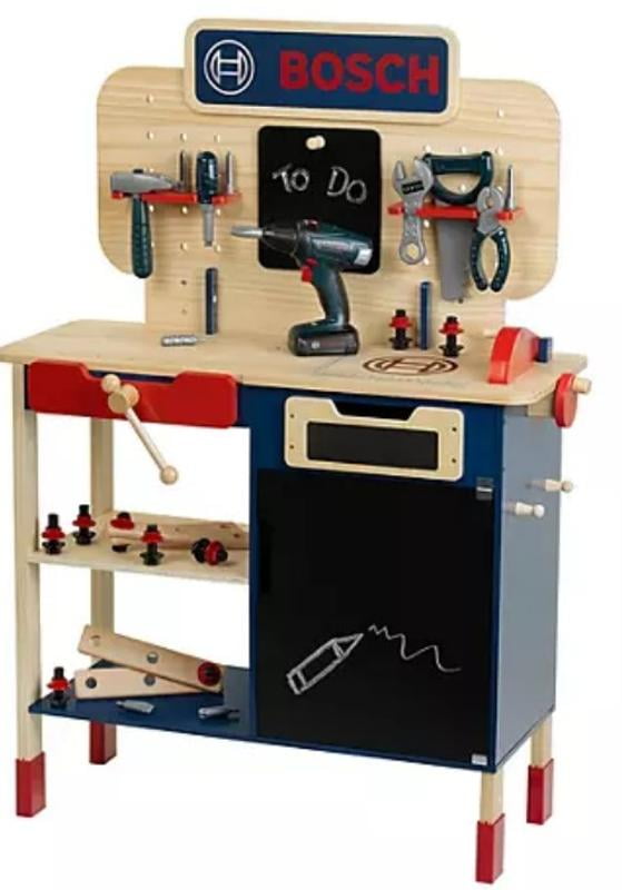 Bosch Wooden Toy Workbench Set with Accessories, 39 pcs