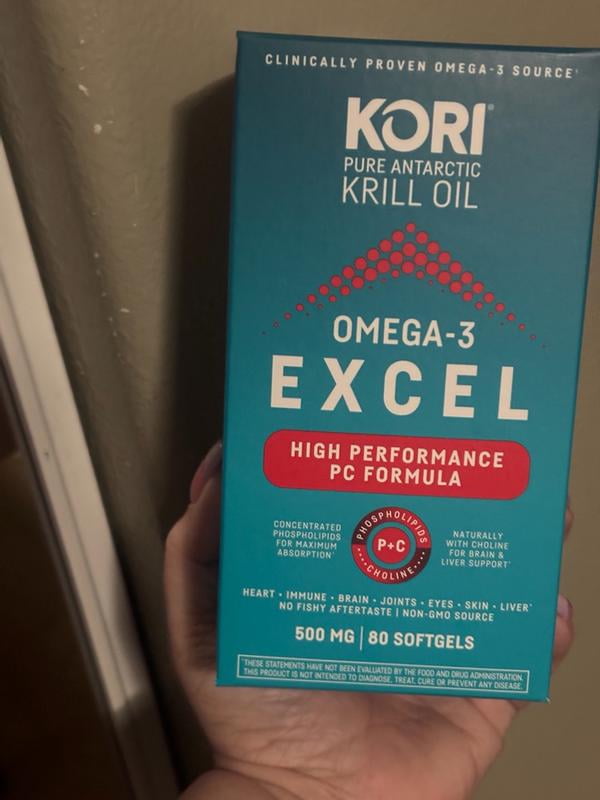 Kori Excel Krill Oil, 500mg Dietary Supplement, 80 Softgels