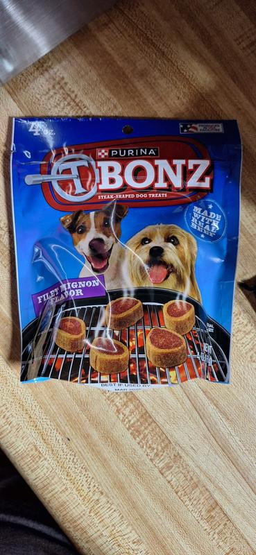 Purina T Bonz Dog Treats with Filet Mignon Flavor Real Beef Chews 4 oz Pouch Walmart