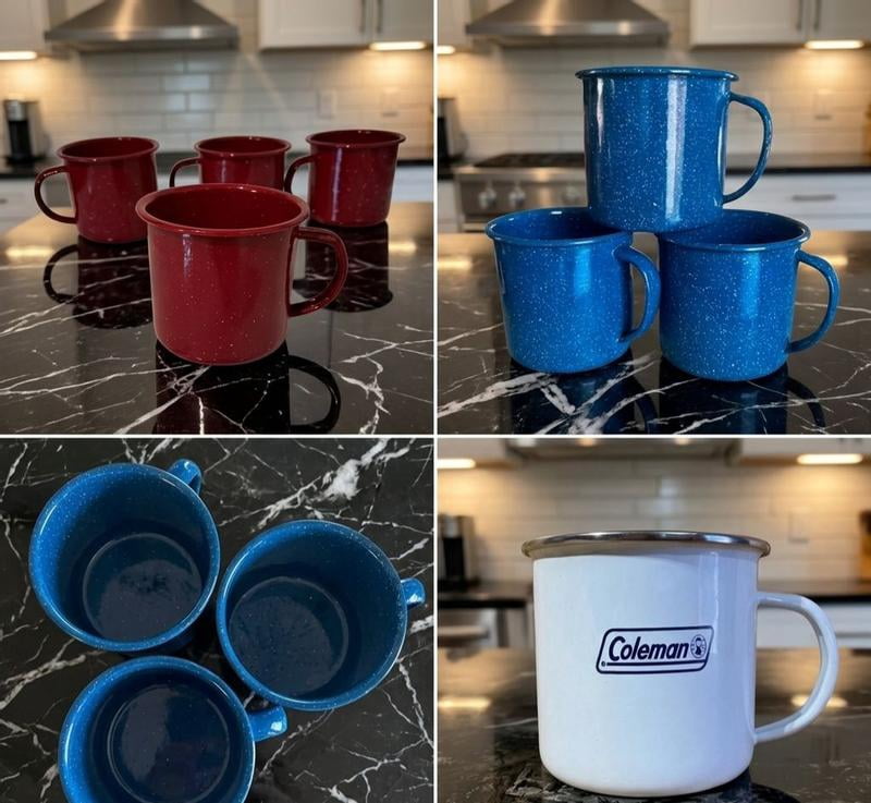 Coleman Enamel Mug, 12 oz, Blue Speckled Steel, Durable Camping