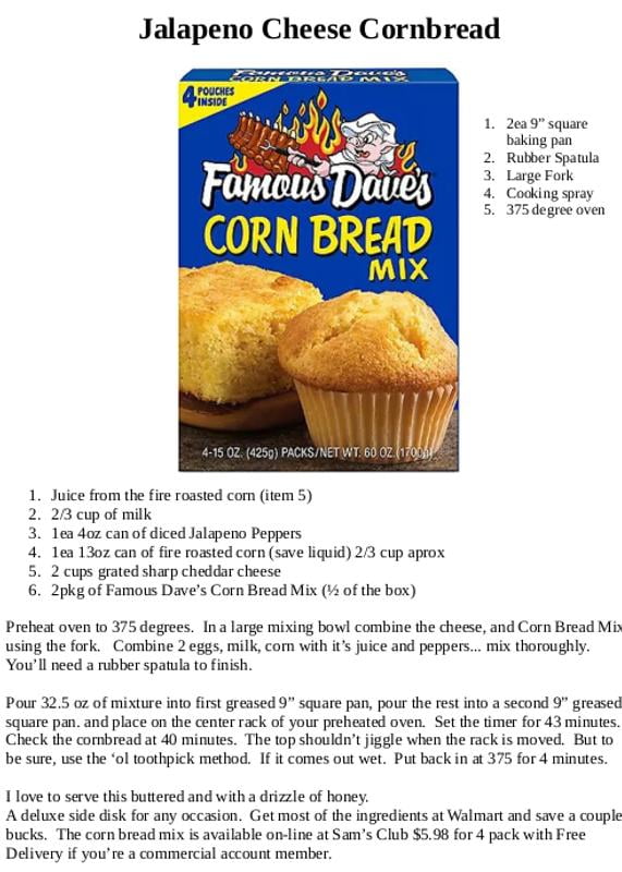 Famous Dave's Corn Bread Mix (15 oz., 4 ct.) - Customer ratings & reviews