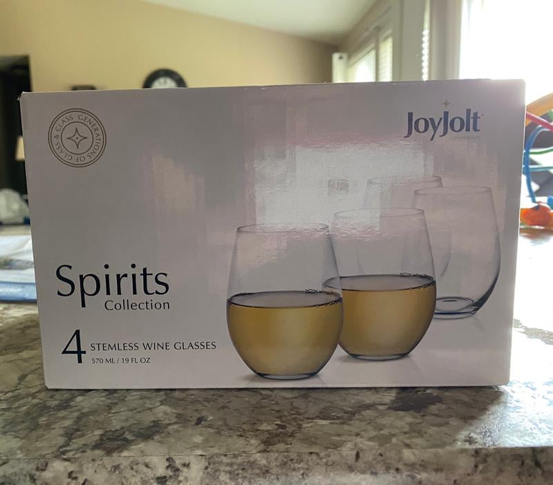 JoyJolt Spirits Stemless Wine Glasses for Red or White Wine  (Set of 4)-19-Ounces: Wine Glasses