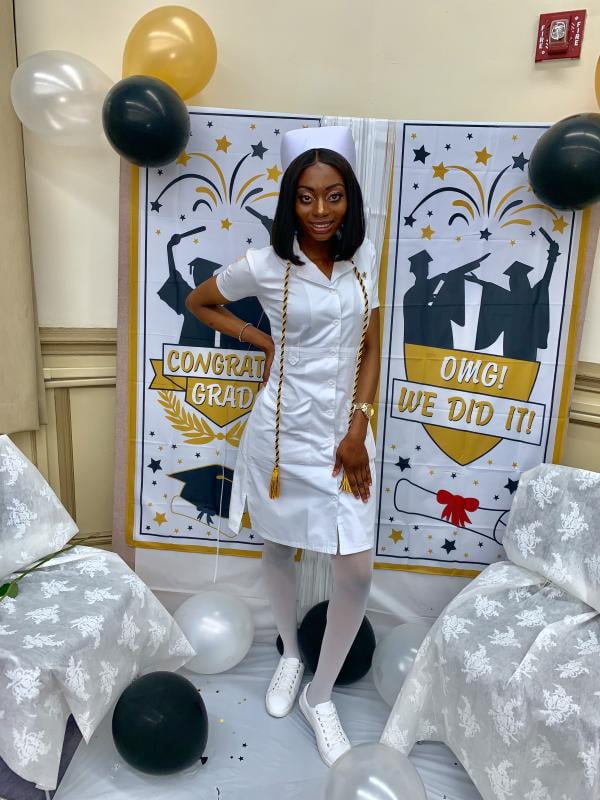 white dress for pinning ceremony