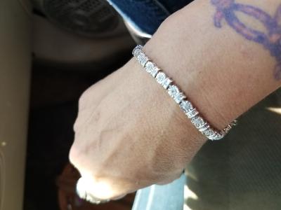 Arista Round and Baguette Diamond Sterling Silver Tennis