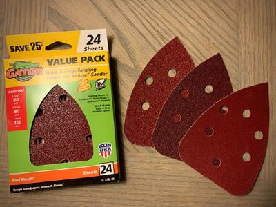 Dura-Gold Premium Mouse Detail Sander Sandpaper Sanding Sheets - 400 Grit  (Box of 24) - 12 Hole Pattern Hook & Loop Triangle Shaped Mouse Discs -  Fits Black and Decker, Woodworking Wood Crafting, Auto - Yahoo Shopping