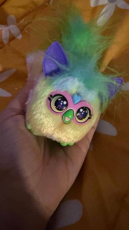 Furby, DJ Furblets Mini Plush Toy, Can-Dee-Swirl, Plays Music, 6