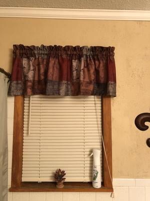Mainstays Polyester Print Light Filtering Rod Pocket Kitchen Curtain Tier And Valance Set Of 3 Multi Color 56 X 36 Gray Com Mainstays Polyester Print Light, Tuscany Kitchen Curtains