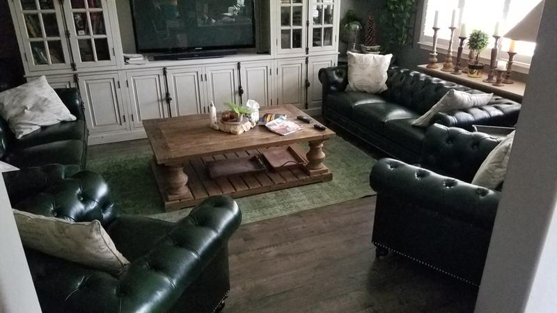 Abbyson Virginia Green Waxed Leather Chesterfield 2 Piece Living Abbyson Virginia Green Waxed Leather