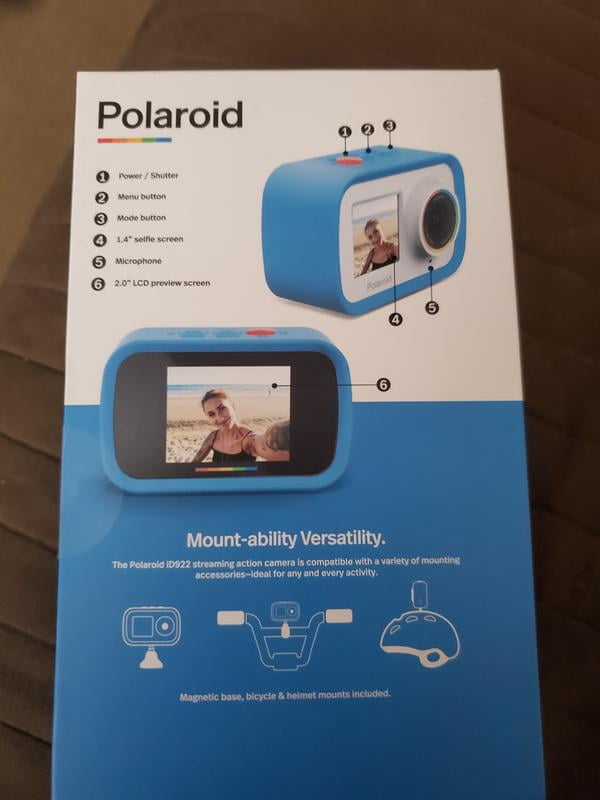 Polaroid 4K 18MP Dual Screen WiFi Action Camera, Waterproof, Blue