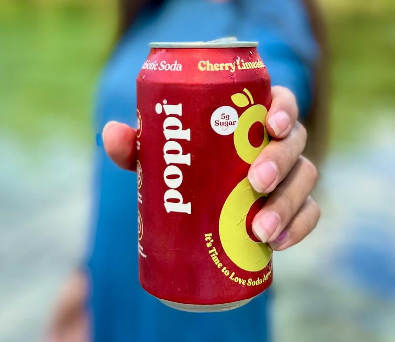 poppi, Prebiotic Soda, Cherry Limeade, 12 fl oz, 4 Pack Cans