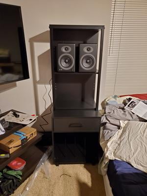 Ameriwood Home Carson Tall Turntable Stand Espresso Walmart