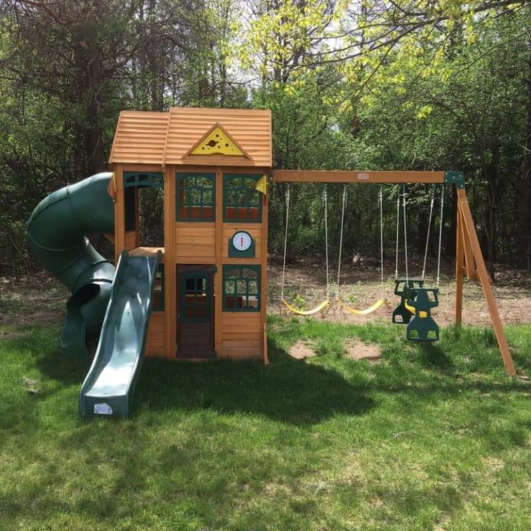 charleston lodge wooden swing set by kidkraft
