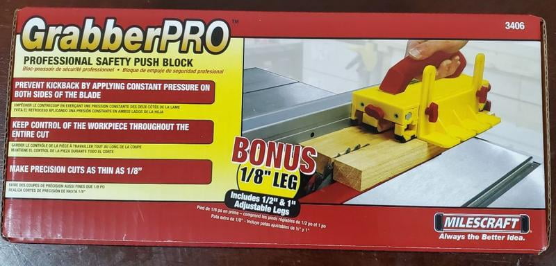 Milescraft GrabberPRO LITE – Base Push Block For Table Saws & Router Tables, Adjustable Leg, Assembly Required (Model 3407)