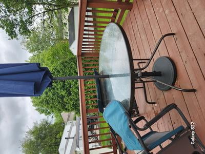 360 degree rotating patio umbrella 11x11ft Backyard Telescopic Umbrella, Extra Large Umbrella, Turquoise Blue