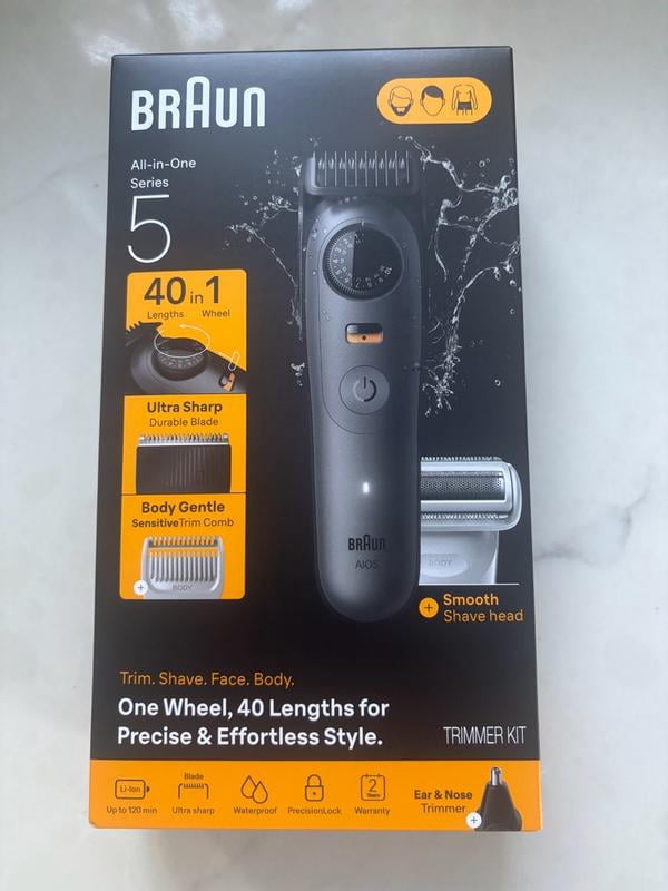 Braun All-in-One Series 5 Trimmer Kit, 40 Lengths, Graphite Gray