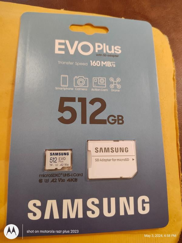 Samsung EVO Plus 512 GB Class 10/UHS-I (U3) V30 microSDXC, 1